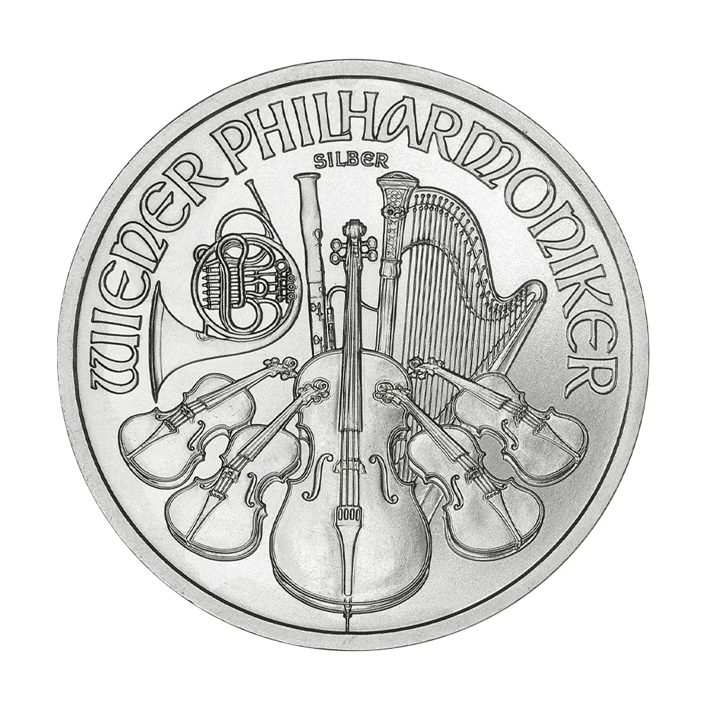 地金型2:7074 オーストリア 2012 ウィーンフィル 1.5ユーロ 1オンス 銀貨 【100枚】