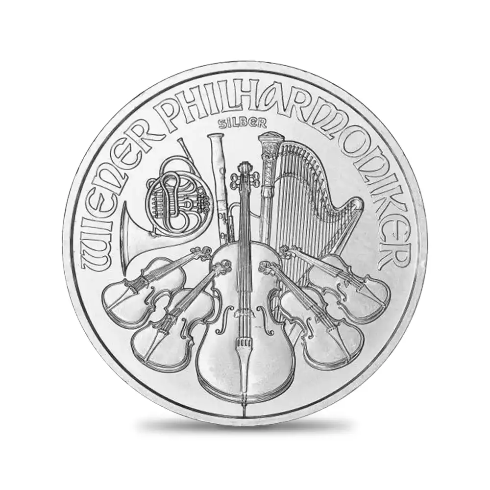 地金型2:7076 オーストリア 2019 ウィーンフィル 1.5ユーロ 1オンス 銀貨 【5枚】 (コインケース付き)