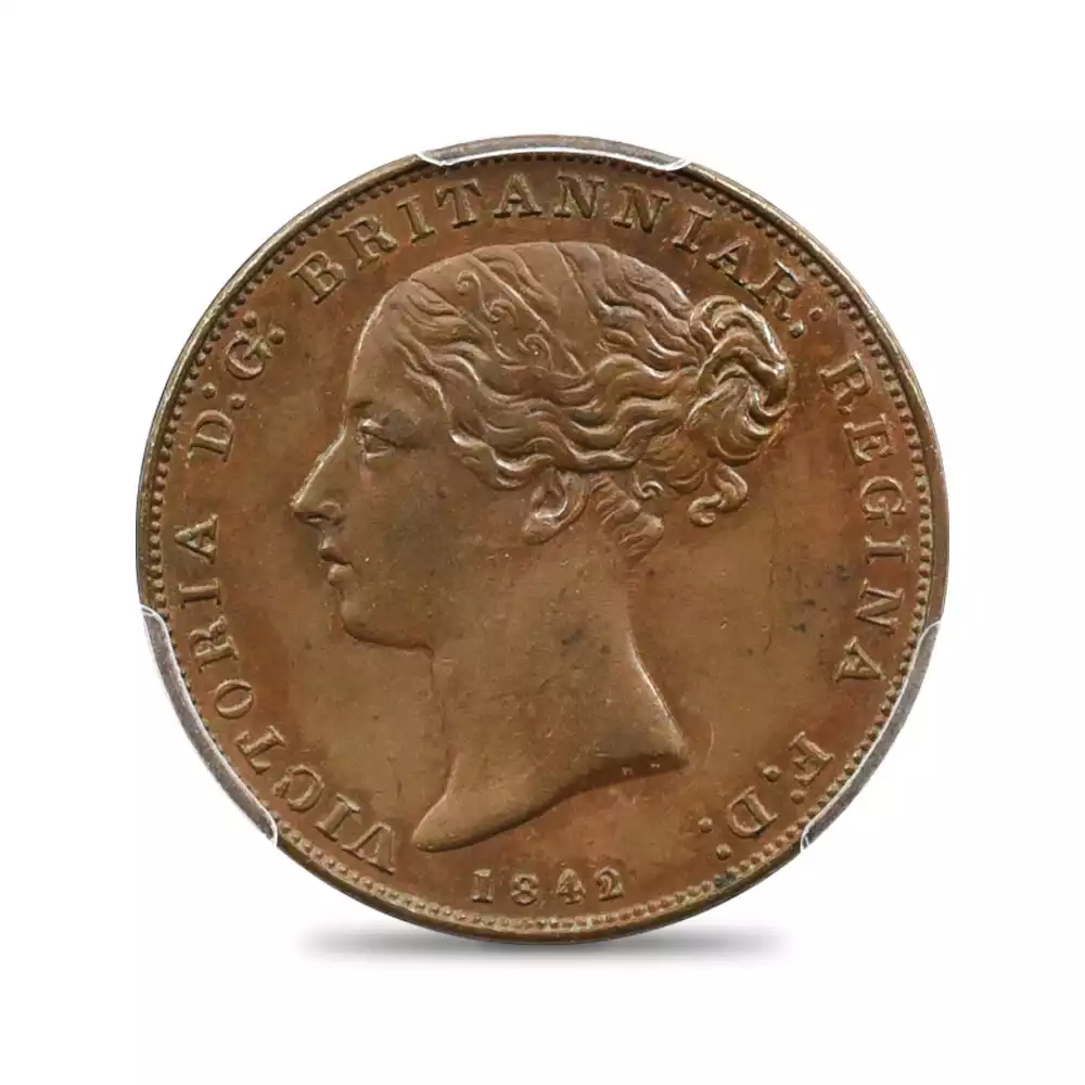 アンティークコイン2：2836 ジブラルタル 1842/1 ヴィクトリア女王 2クォート銅貨 PCGS AU58