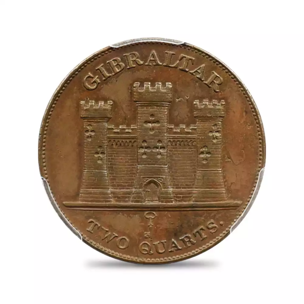 アンティークコイン3：2836 ジブラルタル 1842/1 ヴィクトリア女王 2クォート銅貨 PCGS AU58