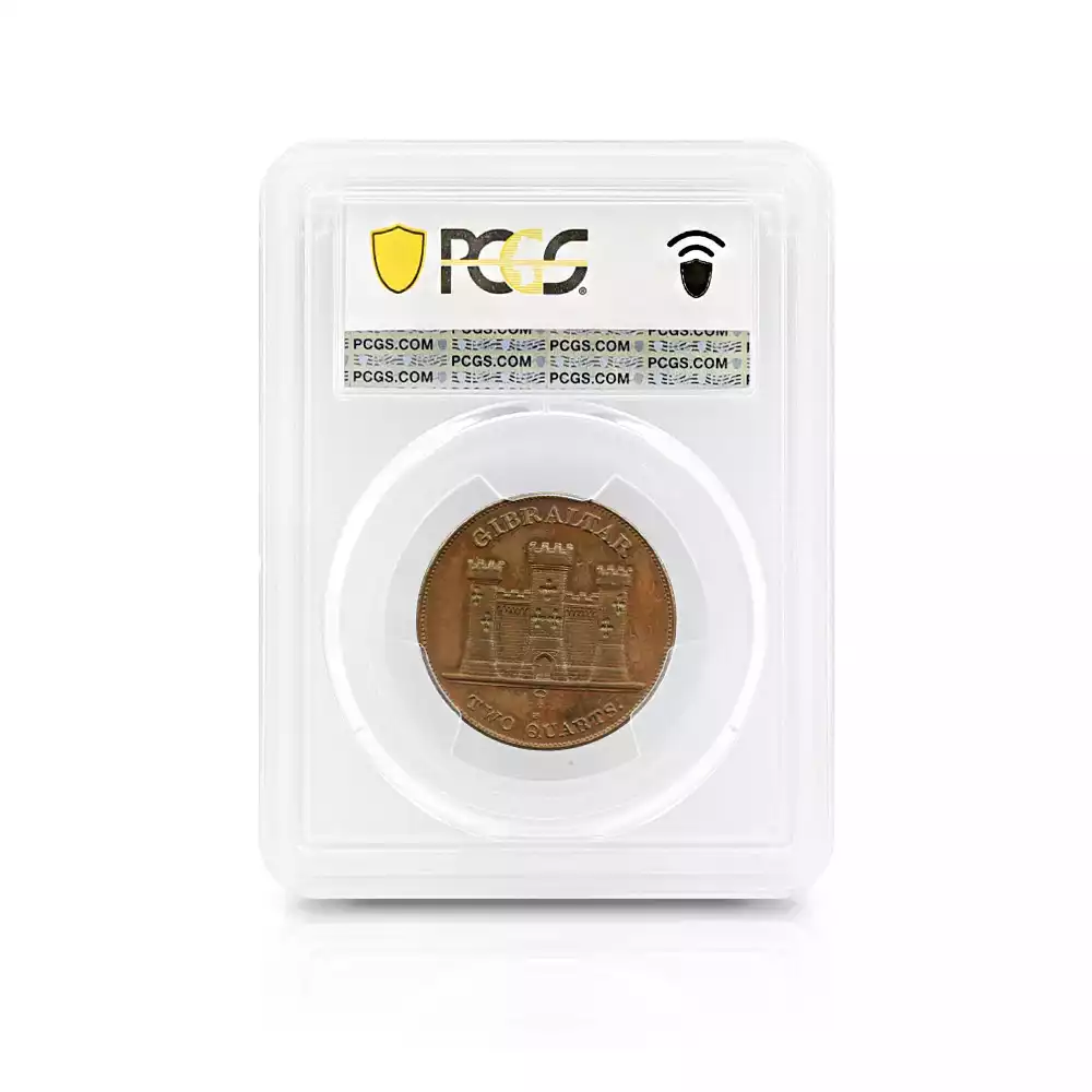 アンティークコイン5：2836 ジブラルタル 1842/1 ヴィクトリア女王 2クォート銅貨 PCGS AU58