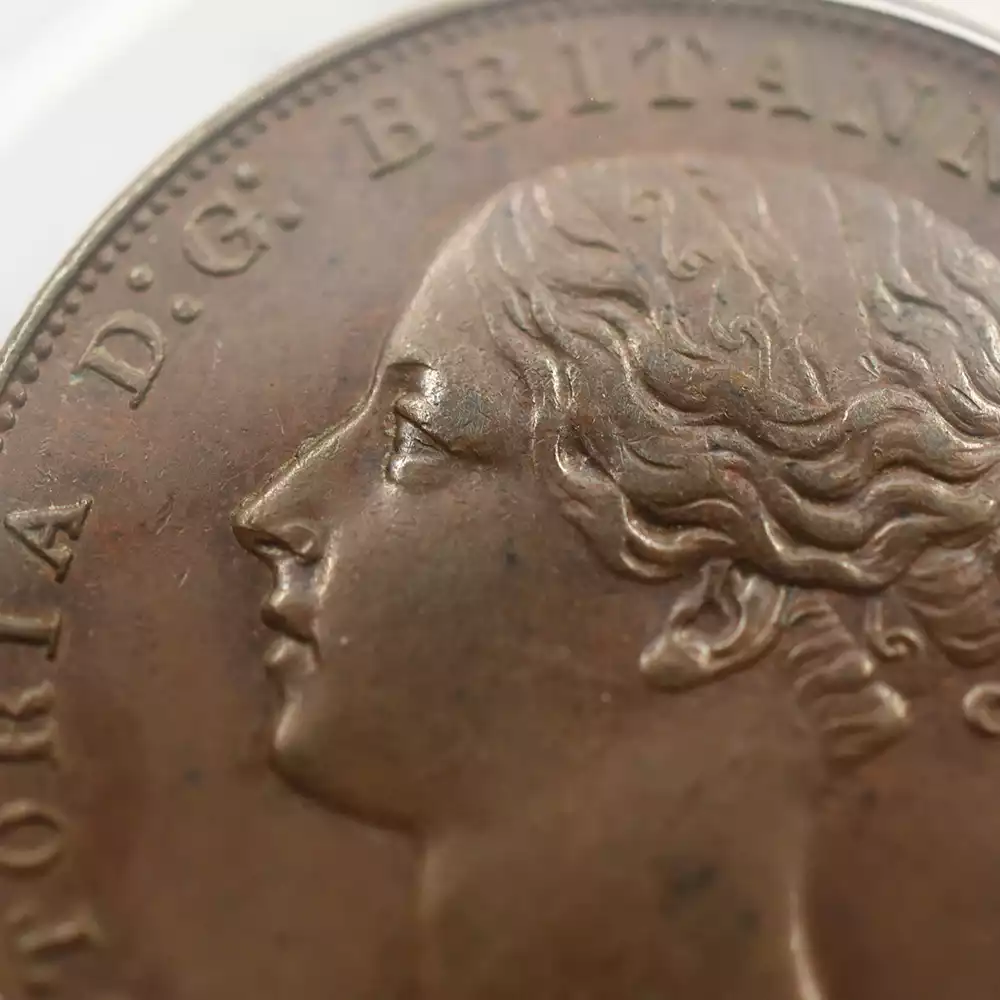 アンティークコイン6：2836 ジブラルタル 1842/1 ヴィクトリア女王 2クォート銅貨 PCGS AU58