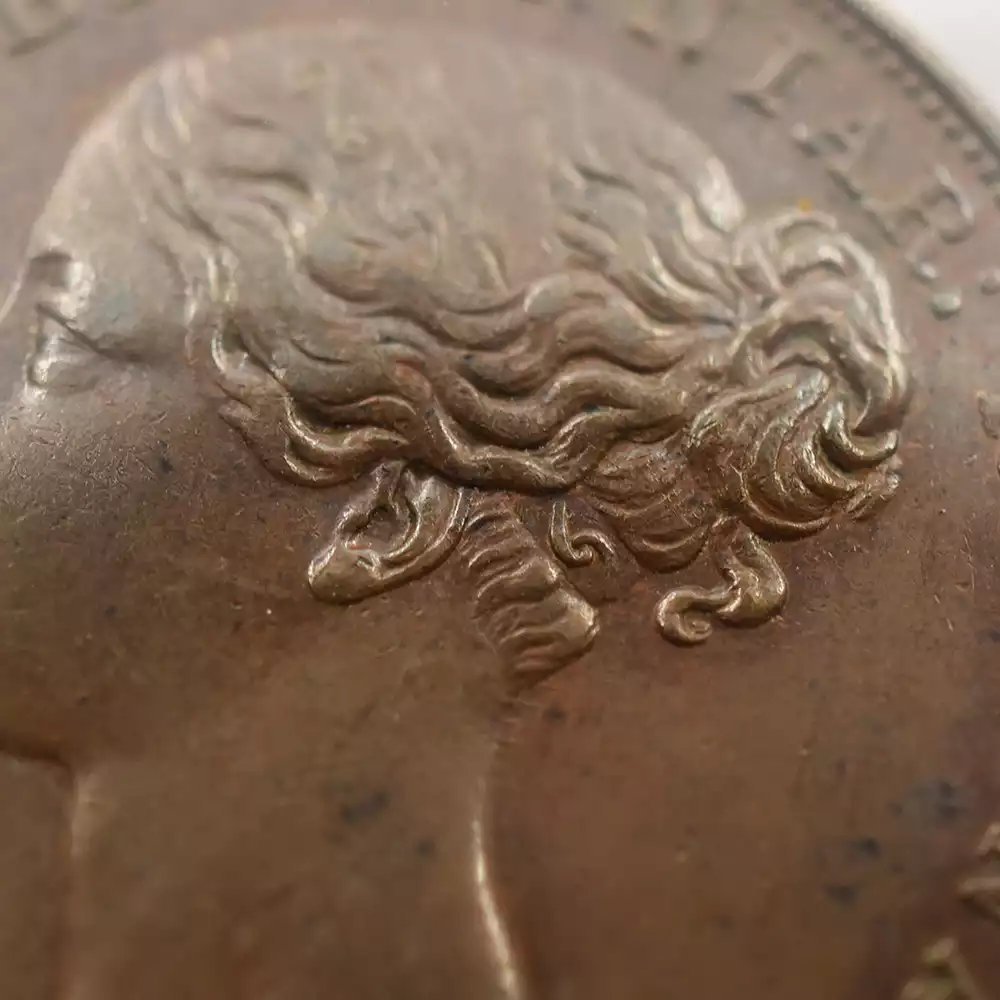 アンティークコイン7：2836 ジブラルタル 1842/1 ヴィクトリア女王 2クォート銅貨 PCGS AU58