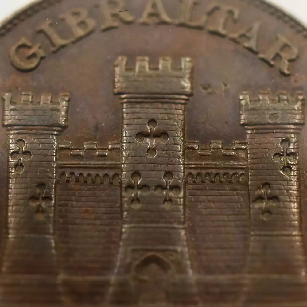 アンティークコイン9：2836 ジブラルタル 1842/1 ヴィクトリア女王 2クォート銅貨 PCGS AU58