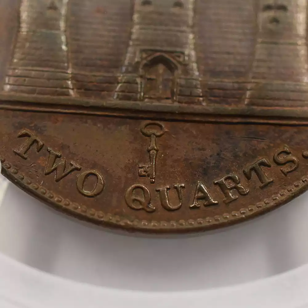 アンティークコイン11：2836 ジブラルタル 1842/1 ヴィクトリア女王 2クォート銅貨 PCGS AU58