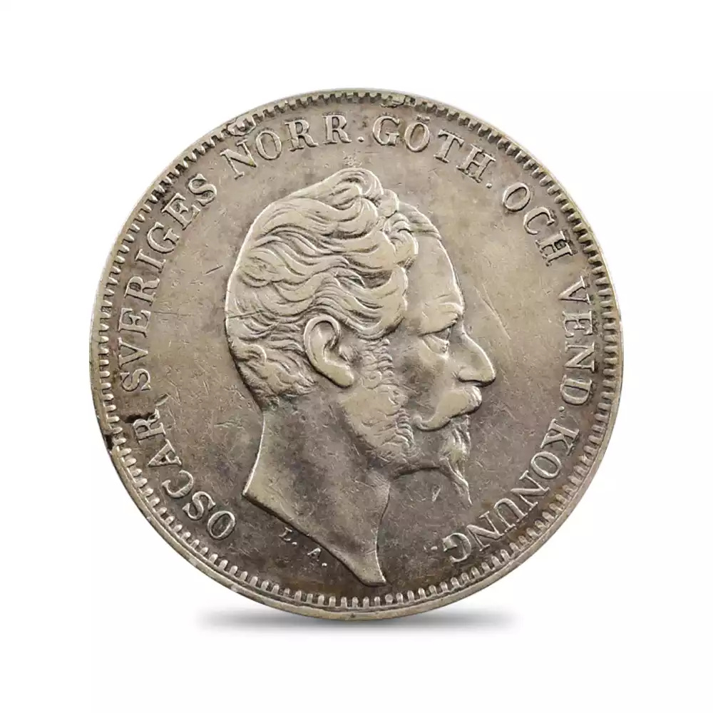 アンティークコイン2：2837 スウェーデン 1856ST オスカル1世 リクスダラー・スペーシー銀貨 PCGS XF40