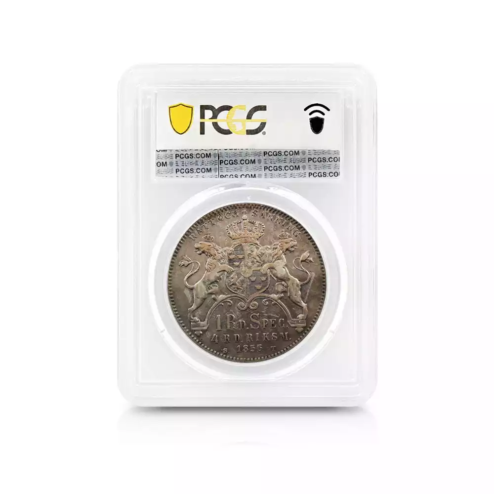 アンティークコイン5：2837 スウェーデン 1856ST オスカル1世 リクスダラー・スペーシー銀貨 PCGS XF40