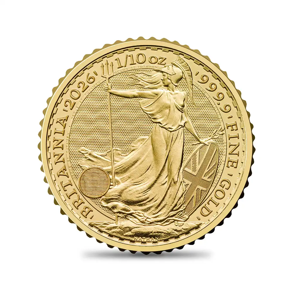 地金型2:7080 イギリス 2026 チャールズ3世 ブリタニア 10ポンド 1/10オンス 金貨 【1枚】(ブリスターパック付き)