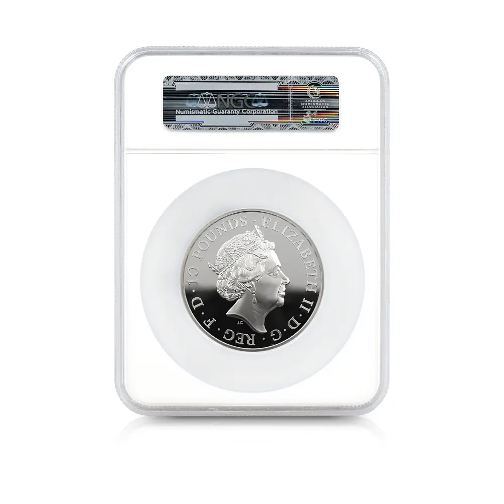 モダンコイン5:7085 イギリス 2017 エリザベス2世 クイーンズビースト イングランドのライオン 10ポンド 5オンス 銀貨 ファースト1000ストラック NGC PF70UC