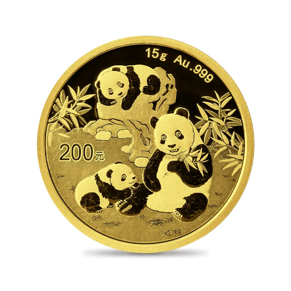 地金型2：5742 中国 2025 パンダ 200元 15グラム 金貨 【1枚】
