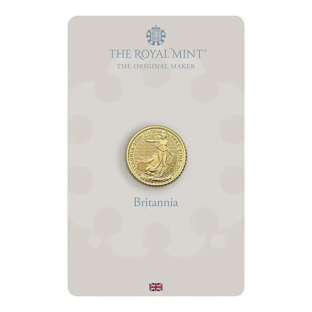 地金型4:7080 イギリス 2026 チャールズ3世 ブリタニア 10ポンド 1/10オンス 金貨 【1枚】(ブリスターパック付き)