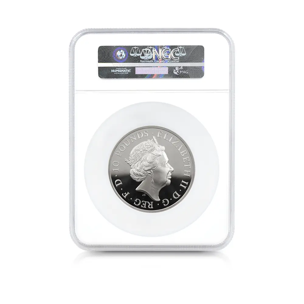 モダンコイン5：7091 イギリス 2018 エリザベス2世 クイーンズビースト ウェールズの赤いドラゴン 10ポンド5オンス銀貨 ファースト250ストラック NGC PF70UC