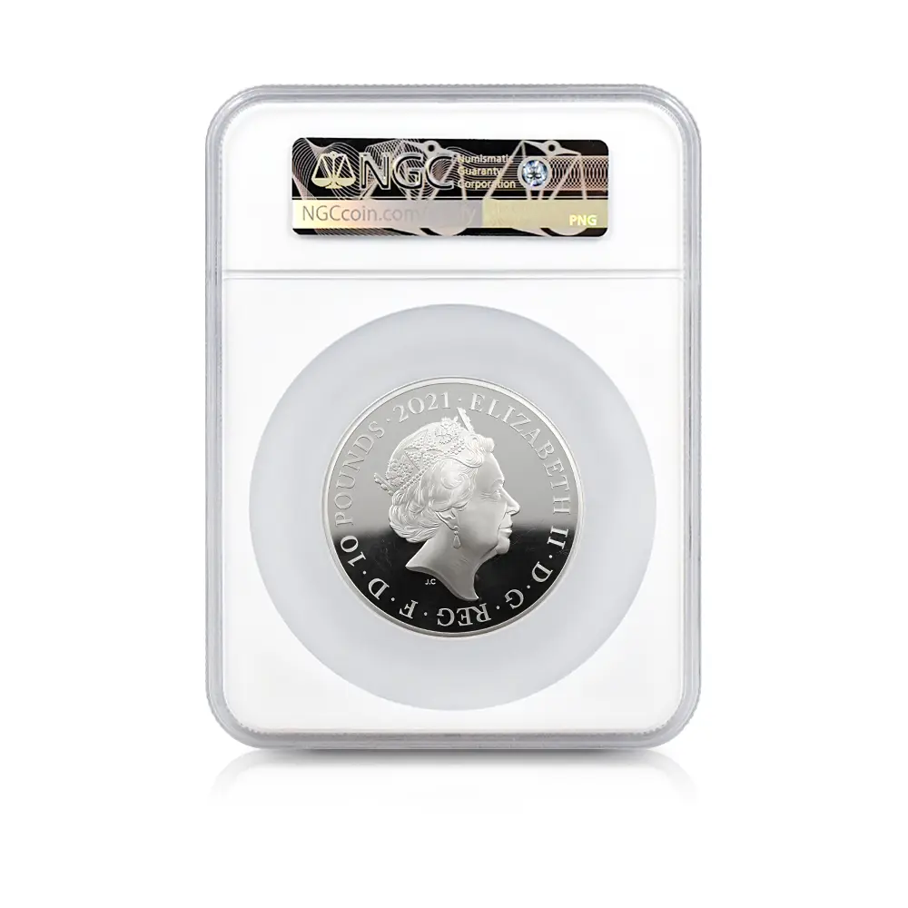モダンコイン5:7089 イギリス 2021 エリザベス2世 女王生誕95周年記念 10ポンド5オンス銀貨 NGC PF70UC 箱付き