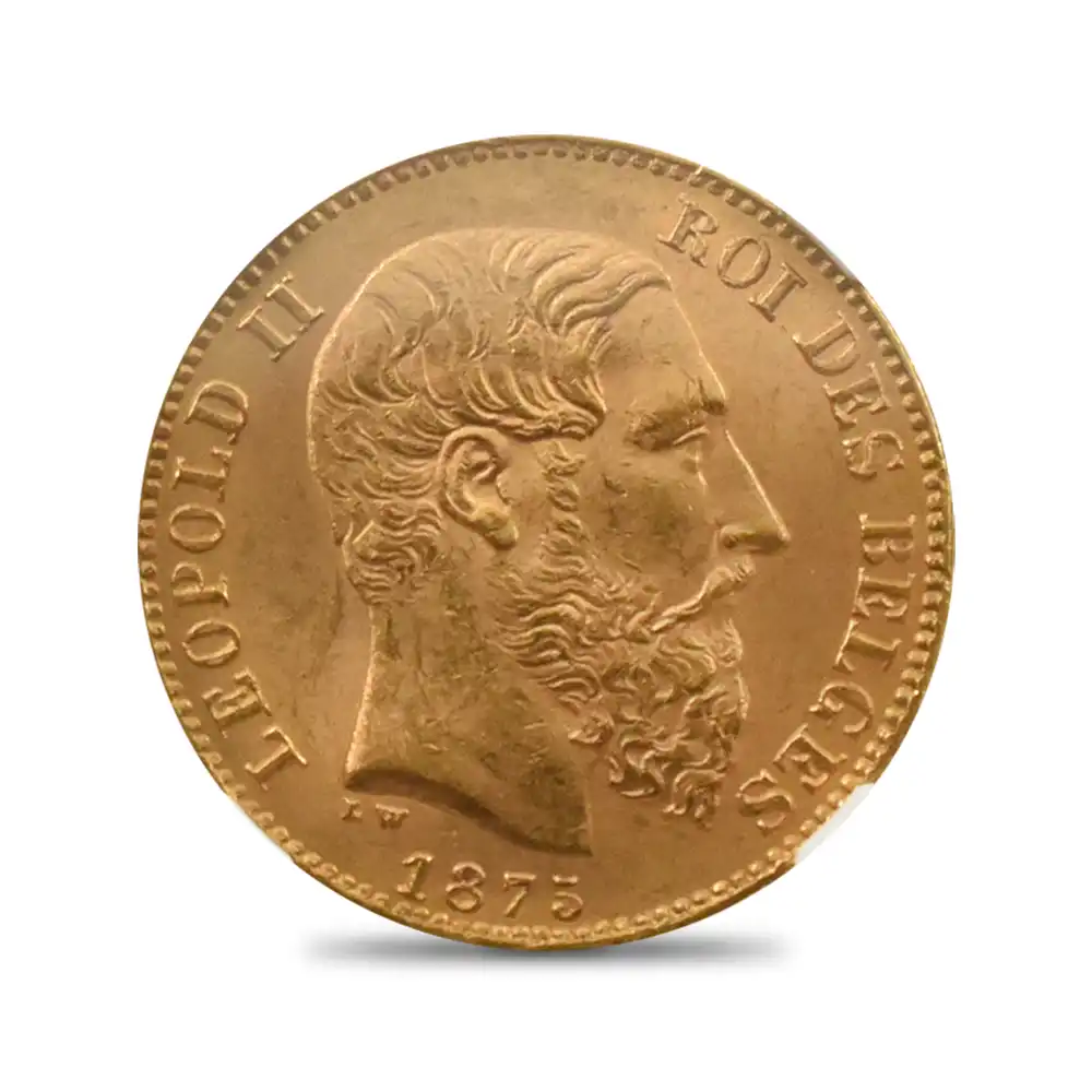 アンティークコイン2：4384 ベルギー 1875 レオポルド2世 20フラン金貨 NGC MS64
