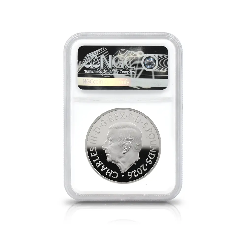 モダンコイン5：6523 2026 チャールズ3世 ヴィクトリア女王没後125周年記念 女王の生涯 5ポンドピエフォー銀貨 ファーストリリース NGC PF70UC チャールズ3世ラベル 箱付き