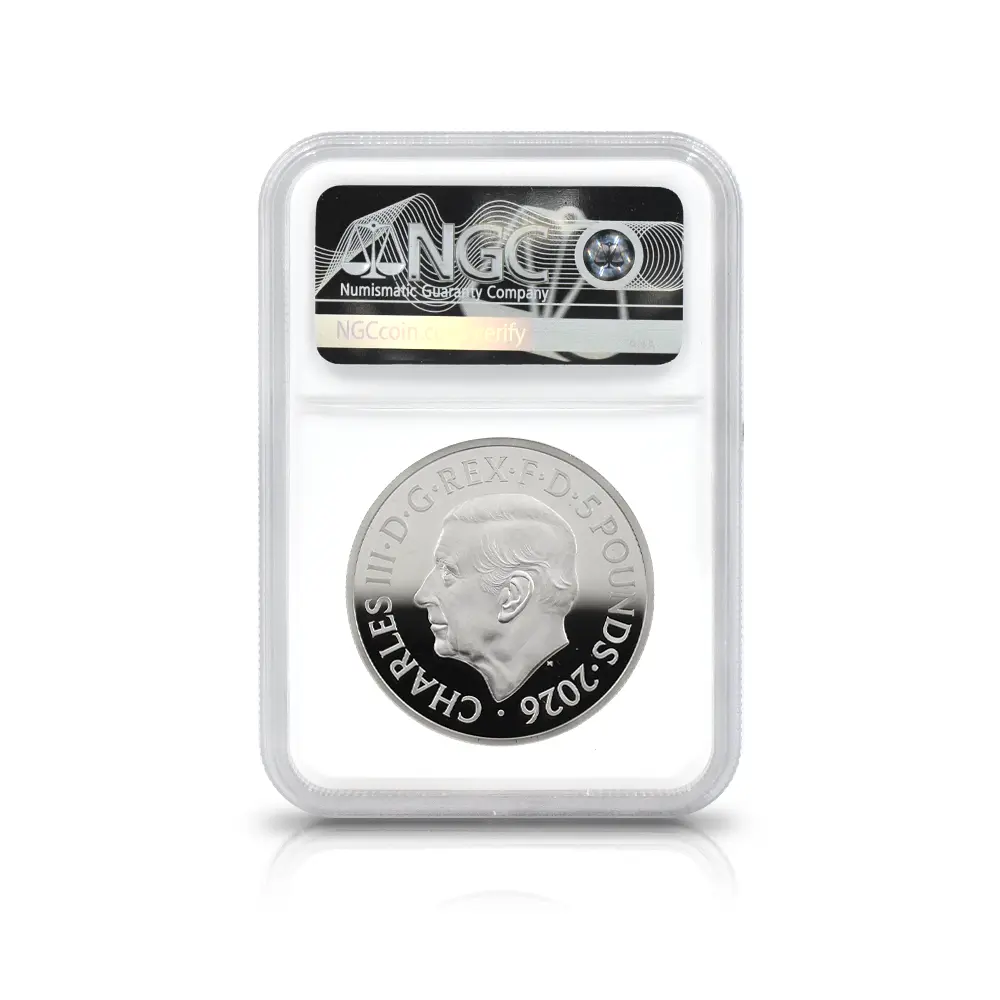 モダンコイン5:7092 2026 チャールズ3世 ヴィクトリア女王没後125周年記念 女王の生涯 5ポンドピエフォー銀貨 ファーストリリース NGC PF69UC チャールズ3世ラベル 箱付き