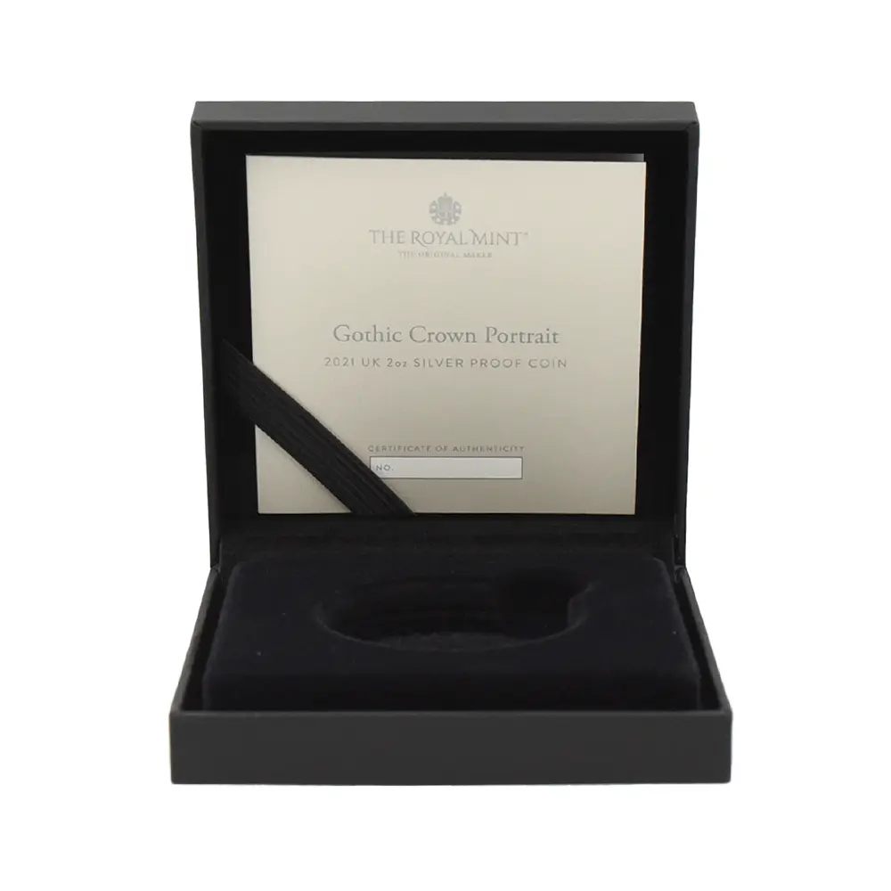 モダンコイン12：7094 イギリス 2021 エリザベス2世 ゴチッククラウン 5ポンド2オンス銀貨 2枚セット 発行即日鑑定品 NGC PF70UC (ポートレートのみ箱付き)