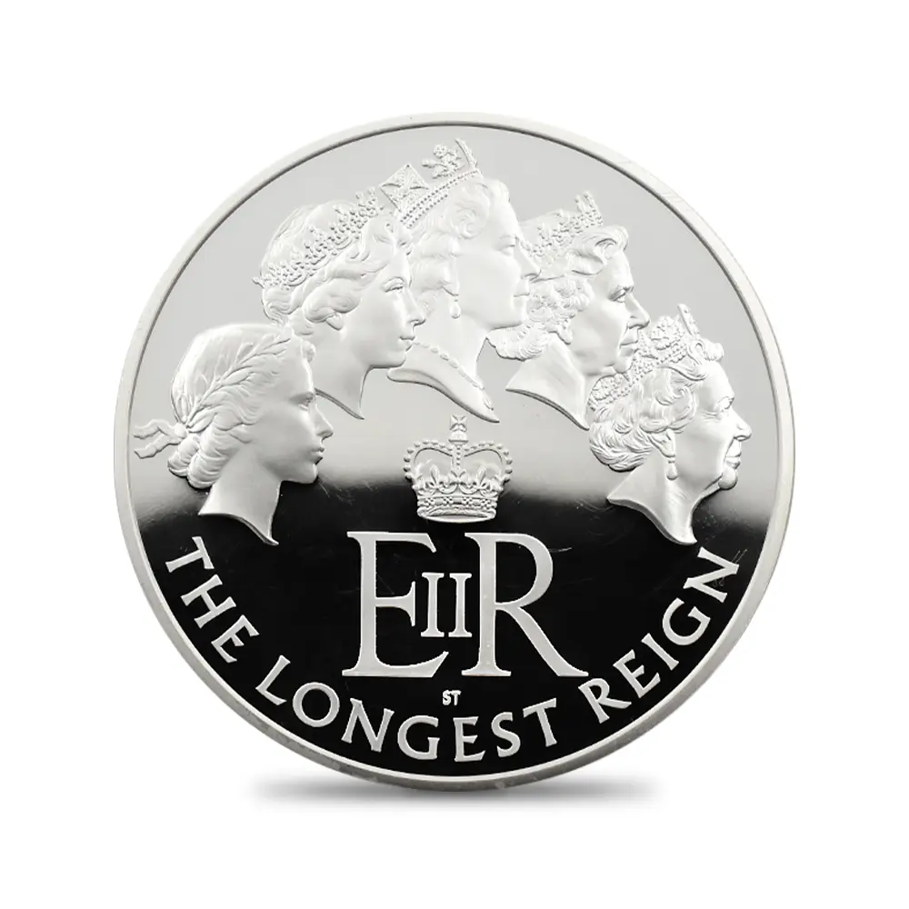 モダンコイン2:7095 イギリス 2015 エリザベス2世 最長在位記念 10ポンド5オンス銀貨 ファースト500ストラック NGC PF69UC 付属品付き