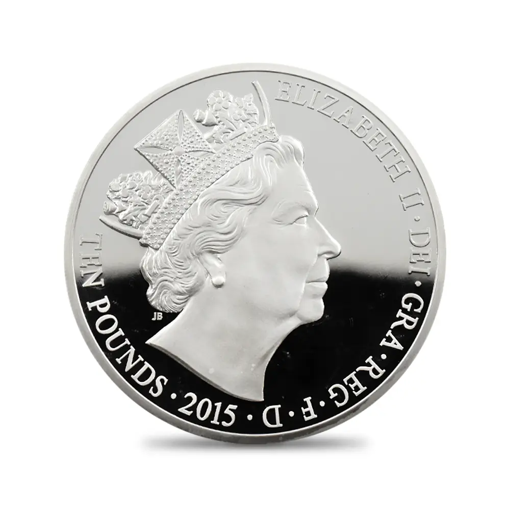 モダンコイン3:7095 イギリス 2015 エリザベス2世 最長在位記念 10ポンド5オンス銀貨 ファースト500ストラック NGC PF69UC 付属品付き