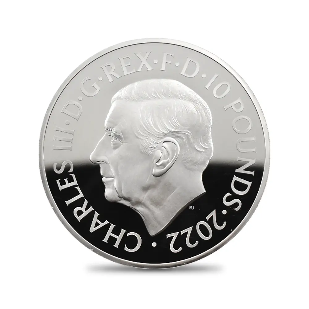 モダンコイン3:7093 イギリス 2022 チャールズ3世 エリザベス2世追悼記念 10ポンド5オンス銀貨 発行即日鑑定品 NGC PF70UC 箱付き