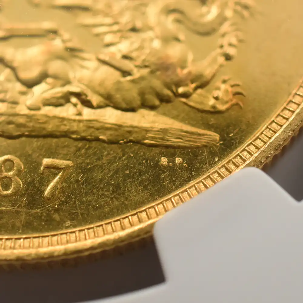 アンティークコイン12：5787 1887 ヴィクトリア女王 ジュビリーヘッド 聖ジョージ竜退治 5ソブリン金貨 NGC MS62PL