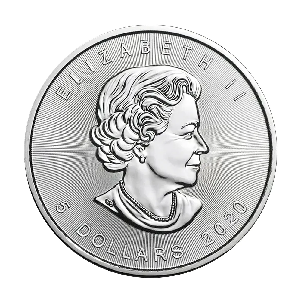 地金型3：4388 カナダ 2020 メイプルリーフ 5ドル 1オンス 銀貨 【1枚】 (コインケース付き)