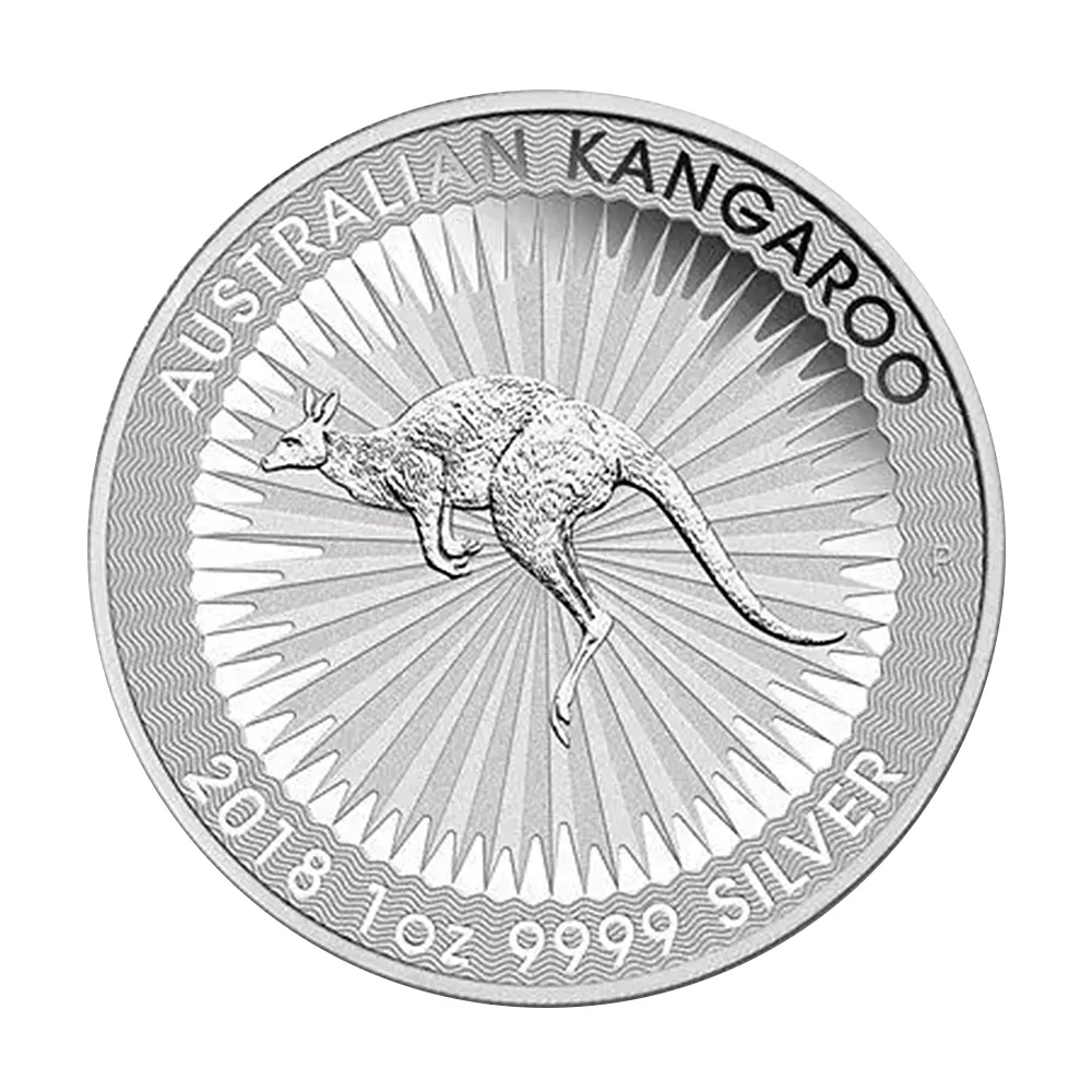 地金型2：4389 オーストラリア 2018 カンガルー 1ドル 1オンス 銀貨 【1枚】 (コインケース付き)