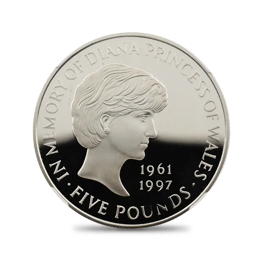 モダンコイン2:7097 1999 エリザベス2世 ダイアナ妃追悼記念 5ポンド銀貨 NGC PF69UC 箱付き