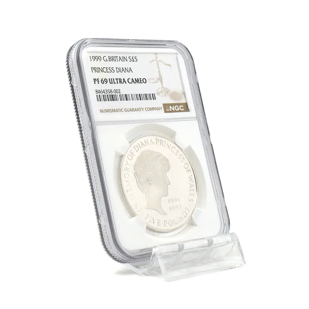 モダンコイン6:7097 1999 エリザベス2世 ダイアナ妃追悼記念 5ポンド銀貨 NGC PF69UC 箱付き