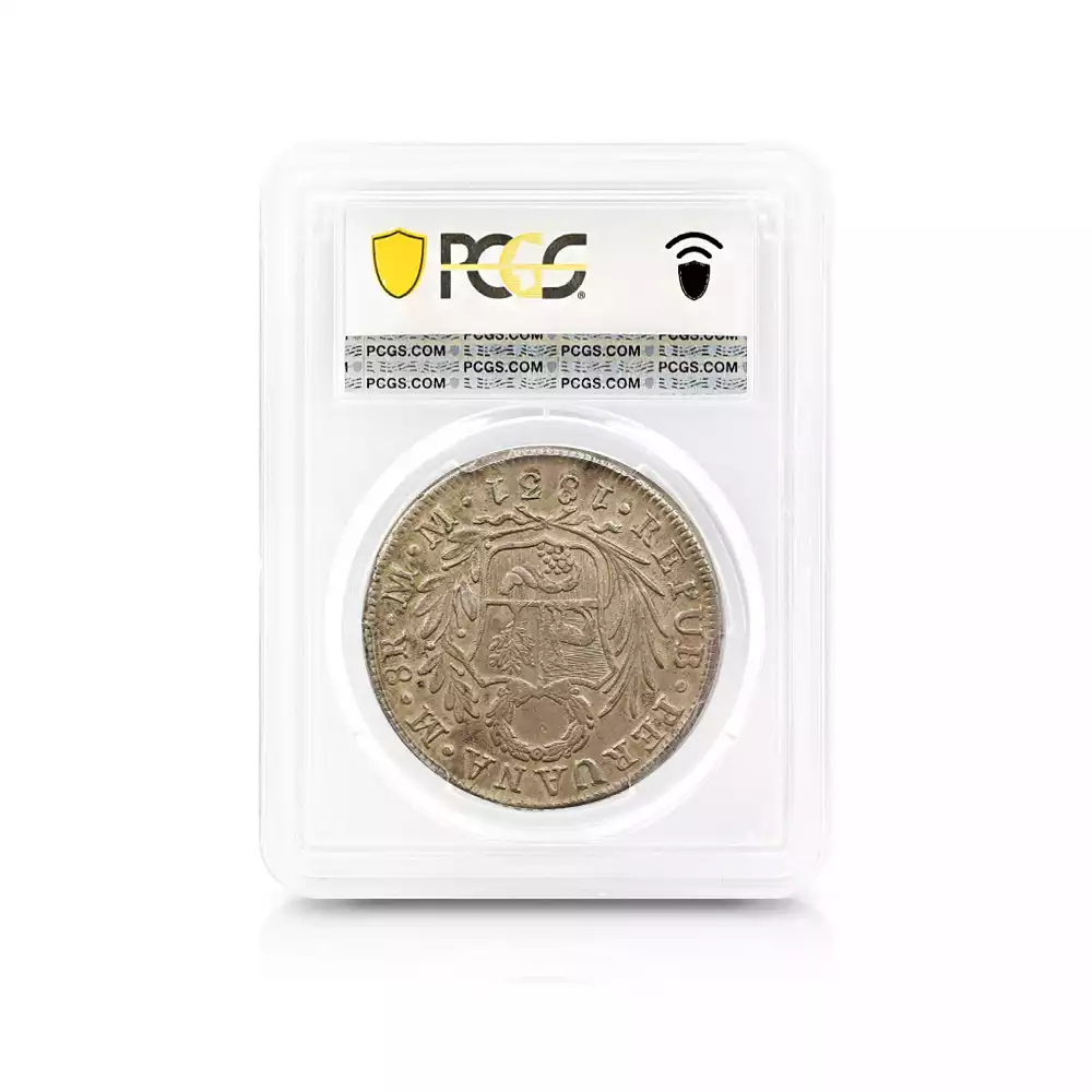 アンティークコイン5：2843 ペルー 1831-L.MM. リバティ 8レアル銀貨 PCGS AU53 KM-142.3