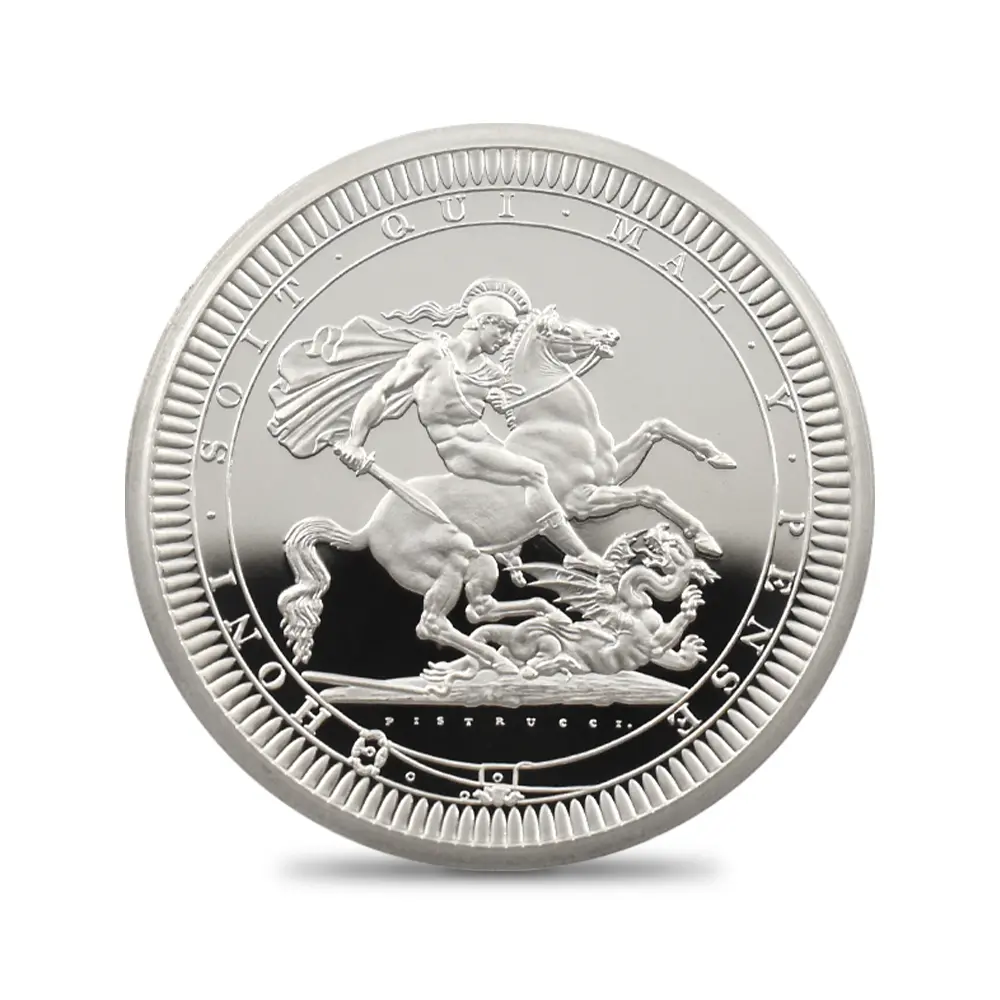 モダンコイン2:7098 イギリス 2024 チャールズ3世 ピストルッチ作聖ジョージ竜退治 5ポンド2オンスプルーフ銀貨 ファーストリリース NGC PF70UC 箱付き