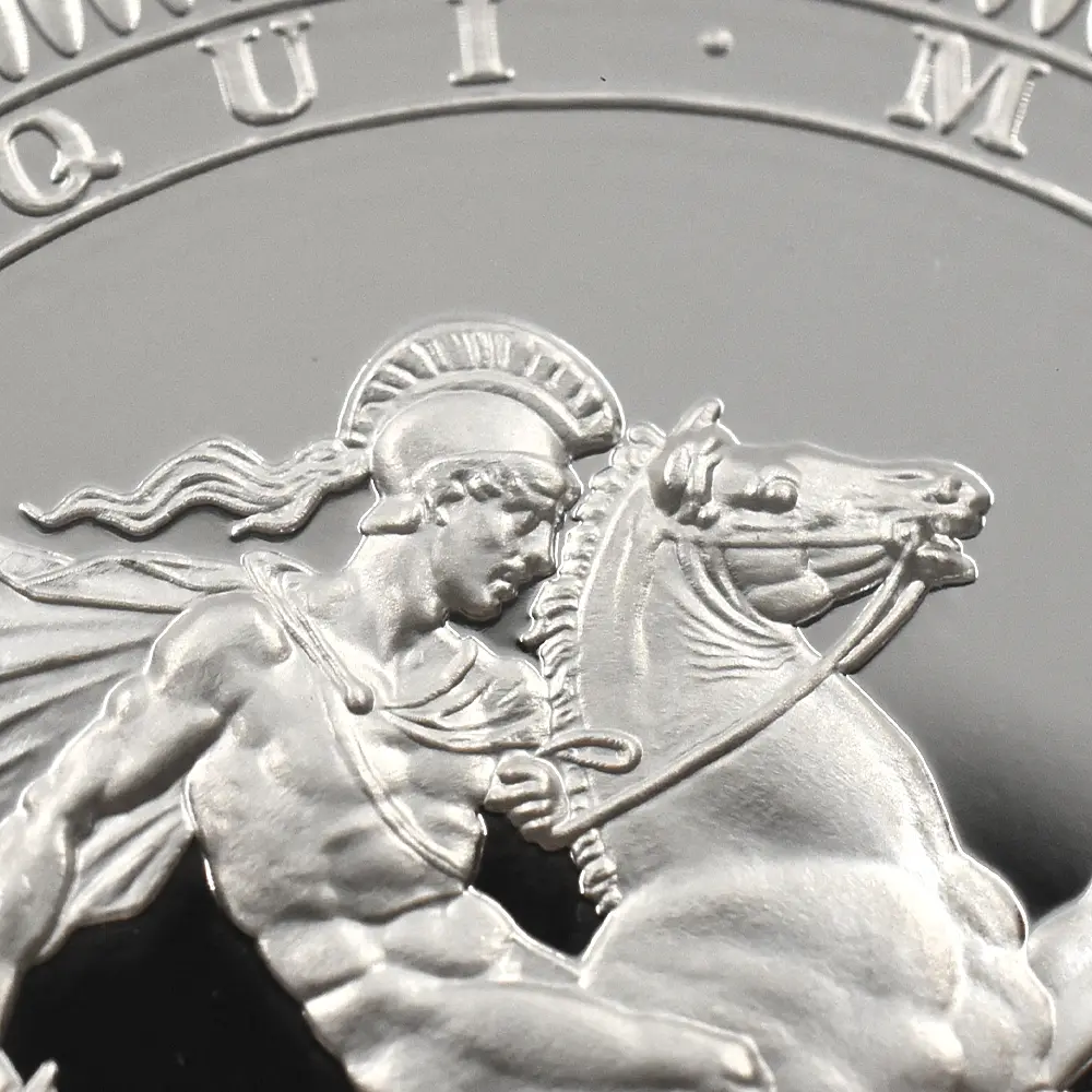 モダンコイン9:7098 イギリス 2024 チャールズ3世 ピストルッチ作聖ジョージ竜退治 5ポンド2オンスプルーフ銀貨 ファーストリリース NGC PF70UC 箱付き