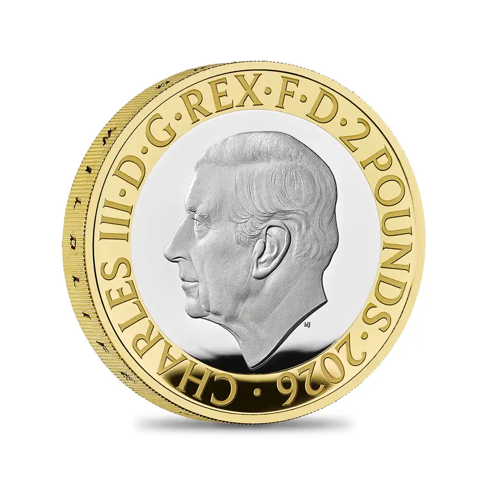 モダンコイン3:7101 イギリス 2026 チャールズ3世 ロンドン動物学会200周年記念 2ポンドプルーフピエフォー銀貨 金メッキ付 未鑑定 箱付き【ご予約承り品】