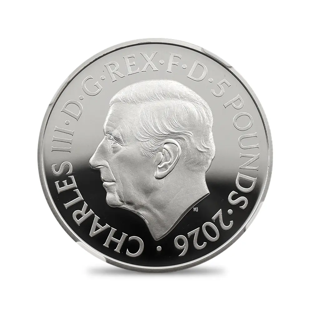 モダンコイン3:7079 イギリス 2026 チャールズ3世 エリザベス2世のコイン肖像シリーズ 第四弾 5ポンド銀貨 発行即日鑑定品 NGC PF70UC 箱付き