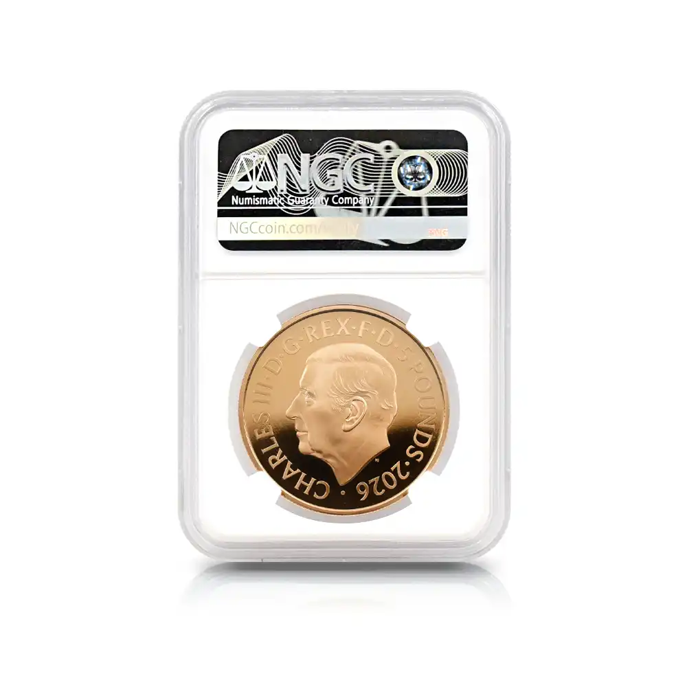 モダンコイン5：7078 イギリス 2026 チャールズ3世 エリザベス2世のコイン肖像シリーズ 第四弾 5ポンド金貨 発行即日鑑定品 NGC PF70UC 箱付き