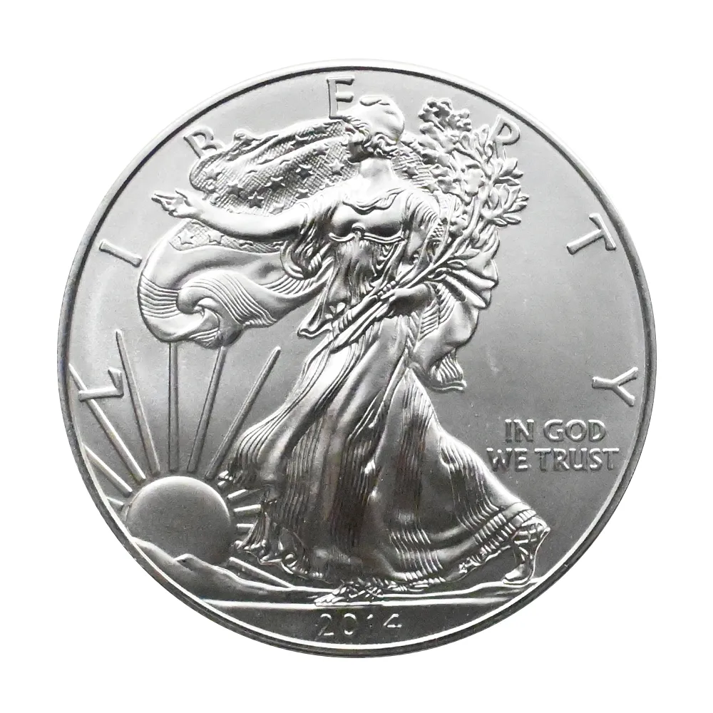 地金型2：4396 アメリカ 2014 イーグル 1ドル 1オンス 銀貨 【1枚】 (コインケース付き)