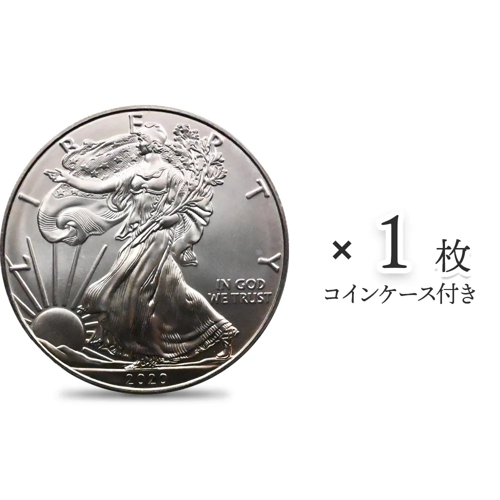 地金型1：4399 アメリカ 2020 イーグル 1ドル 1オンス 銀貨 【1枚】 (コインケース付き)