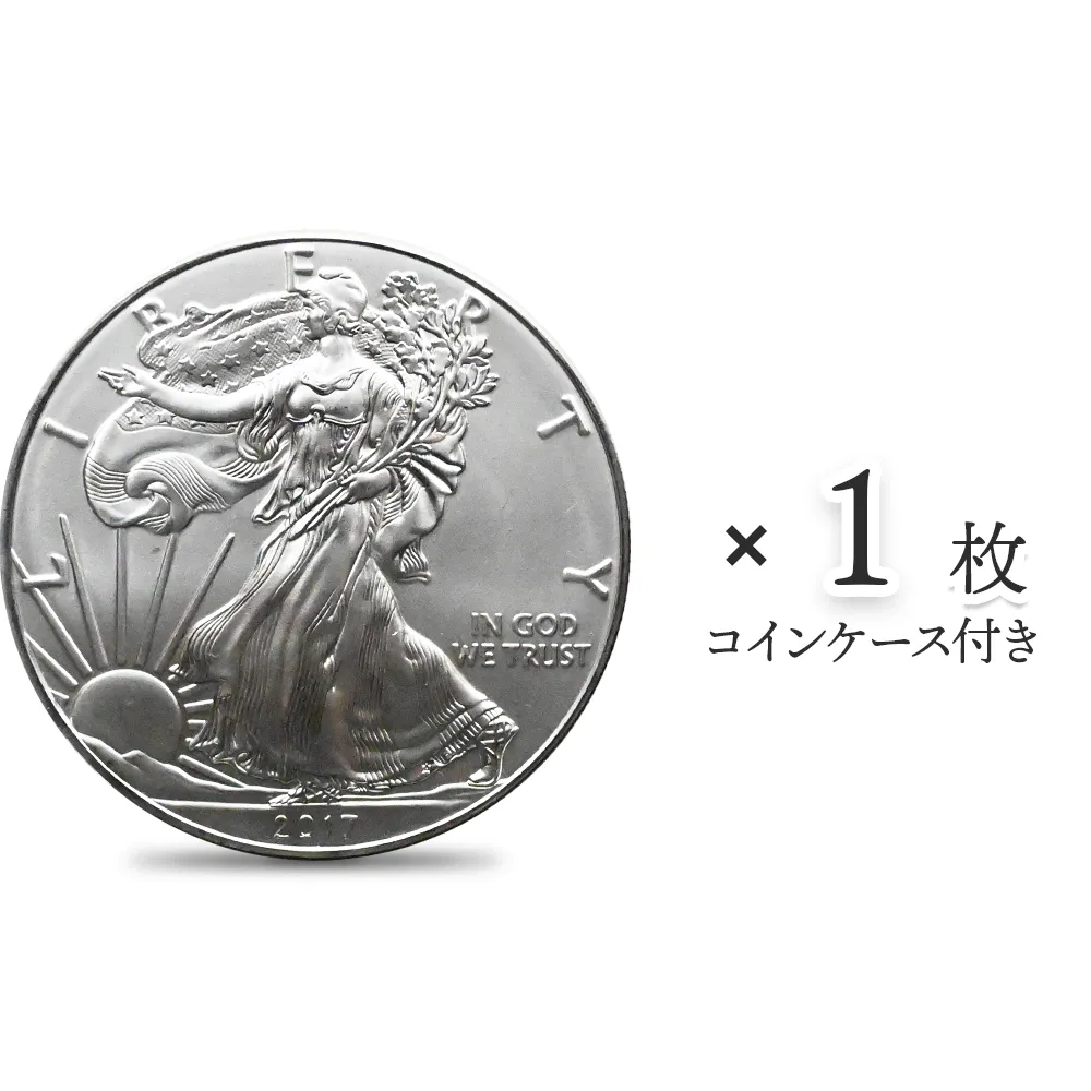地金型1：4398 アメリカ 2017 イーグル 1ドル 1オンス 銀貨 【1枚】 (コインケース付き)