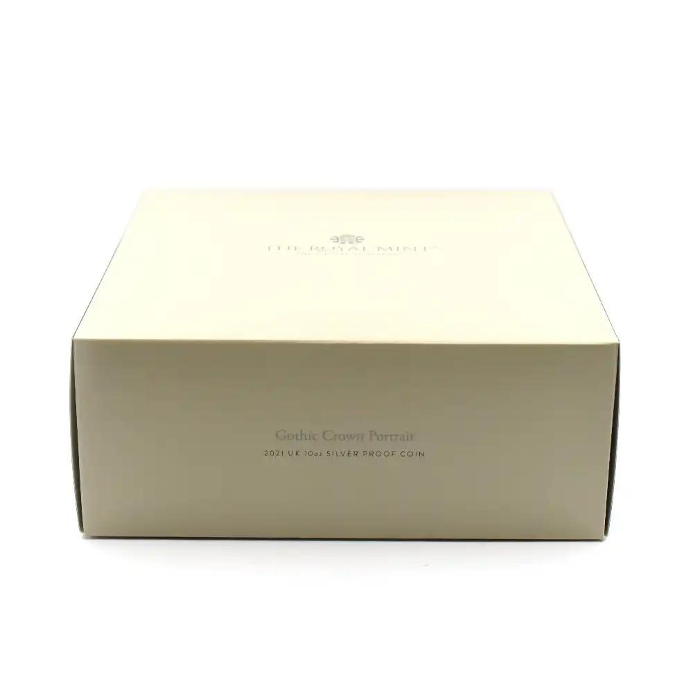 モダンコイン6:7105 イギリス 2021 エリザベス2世 ゴチッククラウン・ポートレート 10ポンド10オンス銀貨 NGC PF70UC 箱付き