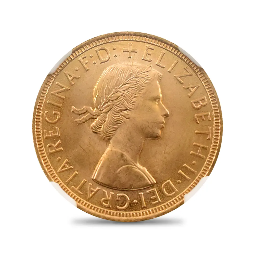 モダンコイン2:7109 イギリス 1958 エリザベス2世 ヤングヤング 聖ジョージ竜退治 ソブリン金貨 NGC MS65