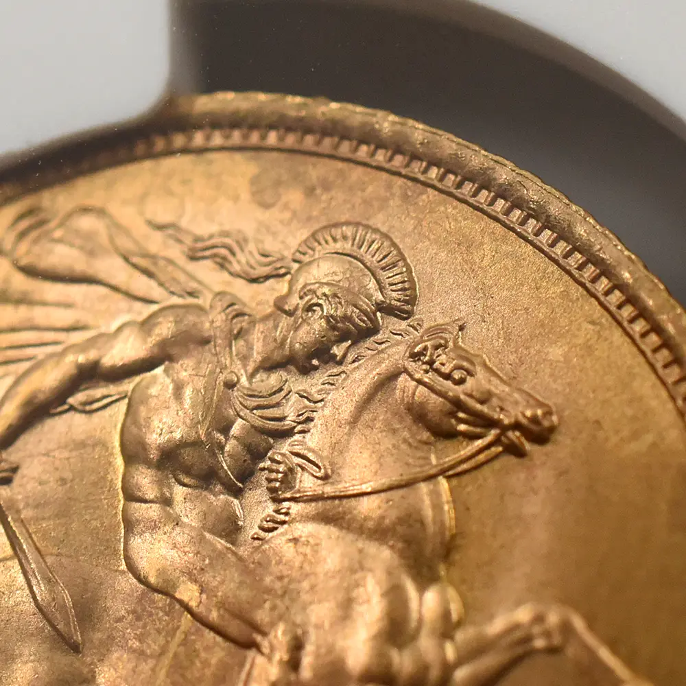 モダンコイン10:7109 イギリス 1958 エリザベス2世 ヤングヤング 聖ジョージ竜退治 ソブリン金貨 NGC MS65