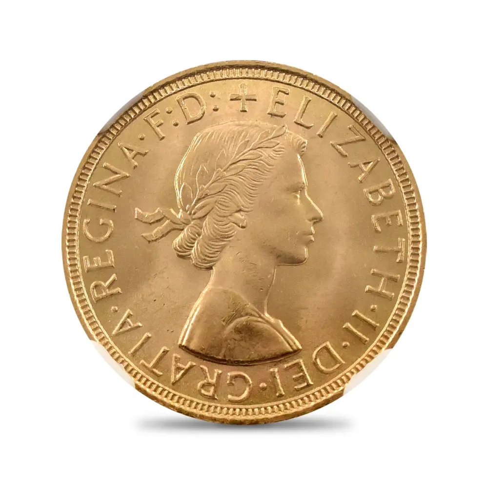 モダンコイン2:7108 イギリス 1958 エリザベス2世 ヤングヤング 聖ジョージ竜退治 ソブリン金貨 NGC MS66