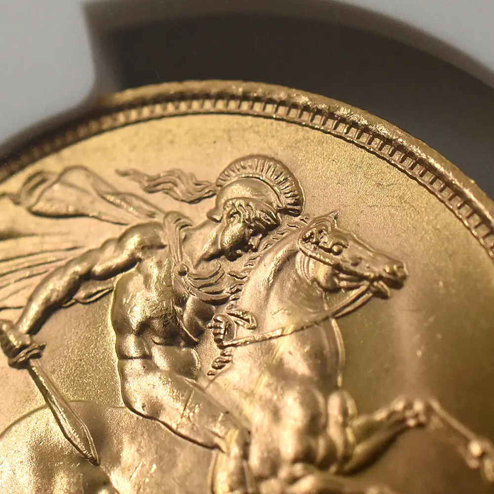 モダンコイン10:7108 イギリス 1958 エリザベス2世 ヤングヤング 聖ジョージ竜退治 ソブリン金貨 NGC MS66