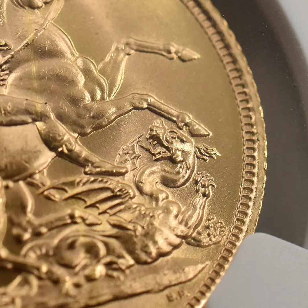 モダンコイン11:7108 イギリス 1958 エリザベス2世 ヤングヤング 聖ジョージ竜退治 ソブリン金貨 NGC MS66