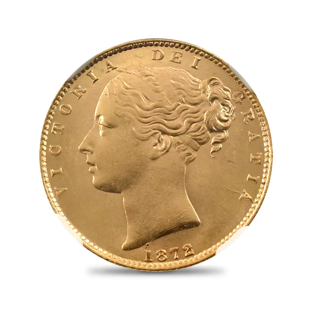 アンティークコイン2:7107 イギリス 1872 ヴィクトリア女王 ヤングヘッド ソブリン金貨 NGC MS63