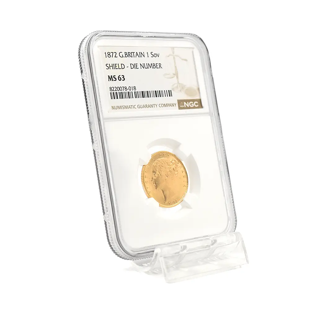 アンティークコイン6:7107 イギリス 1872 ヴィクトリア女王 ヤングヘッド ソブリン金貨 NGC MS63
