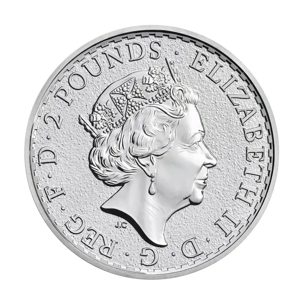地金型s3：2885 イギリス 2016 エリザベス2世 ブリタニア 2ポンド 1オンス 地金型銀貨 【1枚】 (コインケース付き)