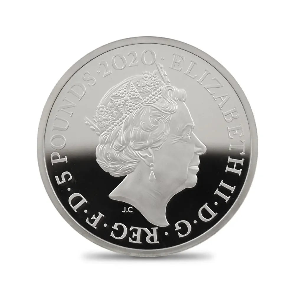 モダンコイン3：7117 イギリス 2020 エリザベス2世 スリーグレーセス 5ポンド2オンス銀貨 ファーストリリース NGC PF70UC 箱付き