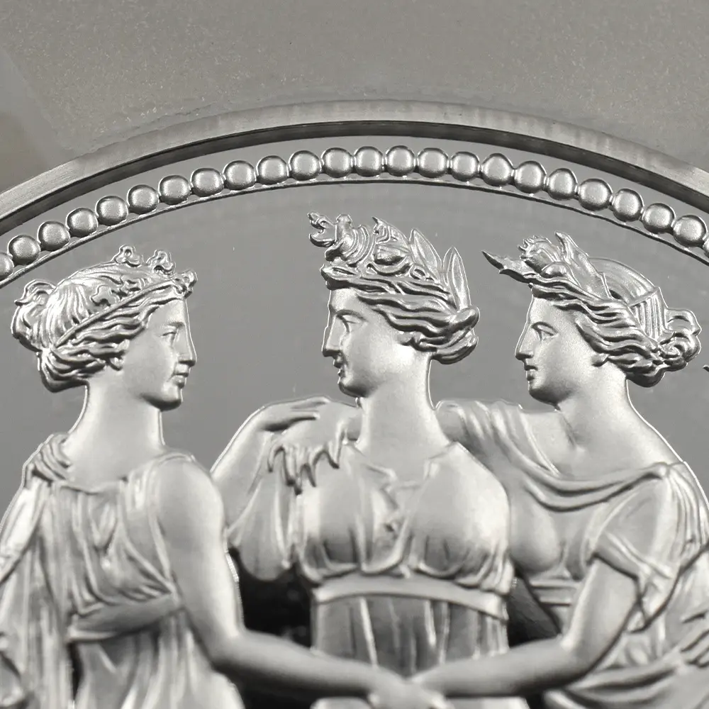 モダンコイン7：7120 オルダニー島 2020 エリザベス2世 スリーグレーセス 5ポンド2オンス 銀貨 ファーストストライク PCGS PR70DC