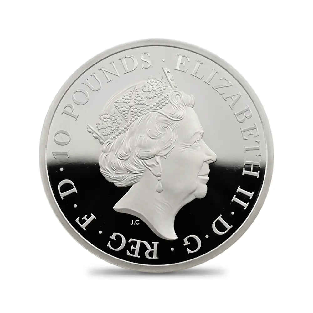 モダンコイン3：7123 イギリス 2017 エリザベス2世 クイーンズビースト イングランドのライオン 10ポンド 5オンス 銀貨 ファースト1000ストラック NGC PF70UC